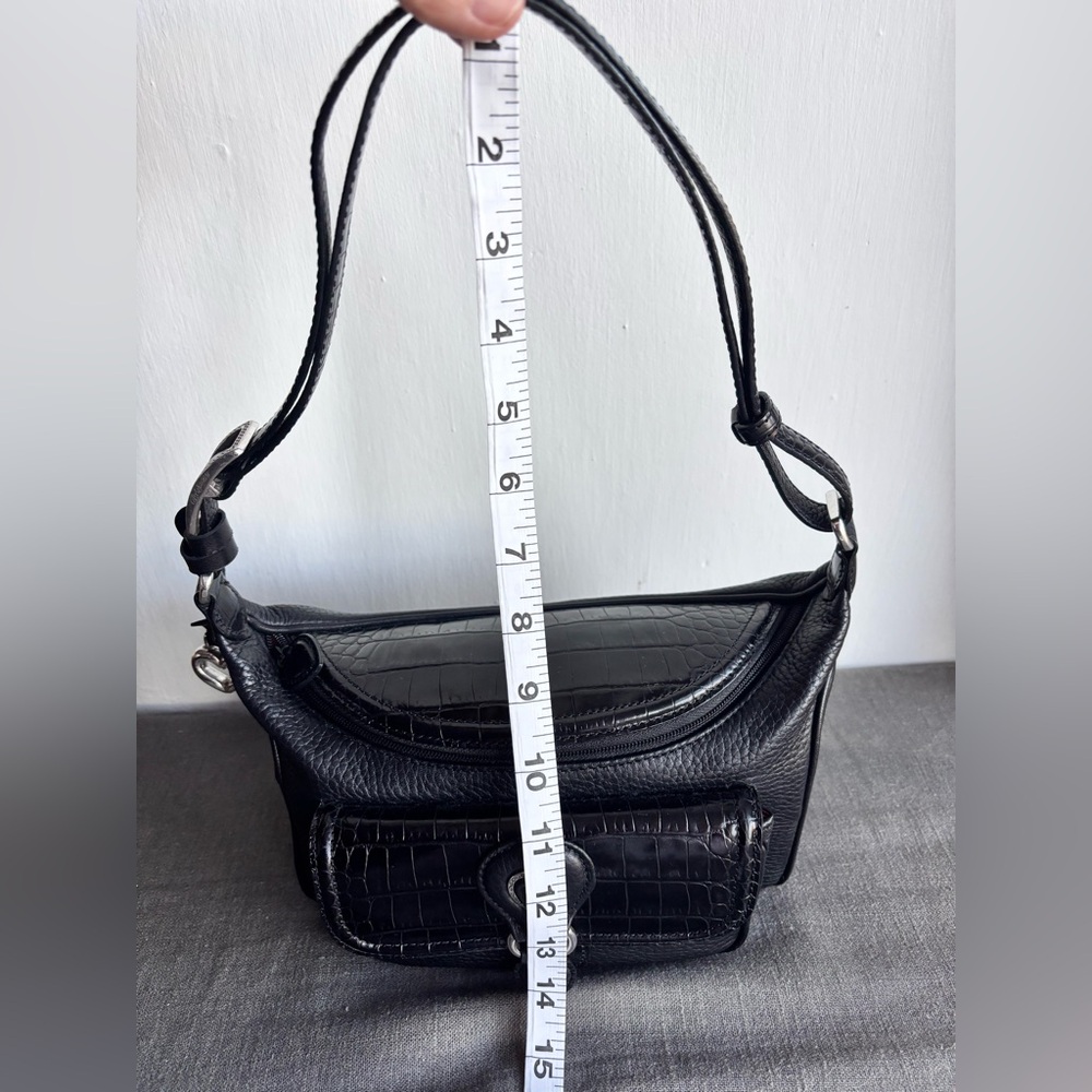 New Without Tags Brighton Monalisa Black Leather Shoulder Bag Purse - Picture 10 of 12